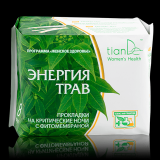 tianDe Noční menstruační vložky s fytomembránou Energie bylin 8 ks