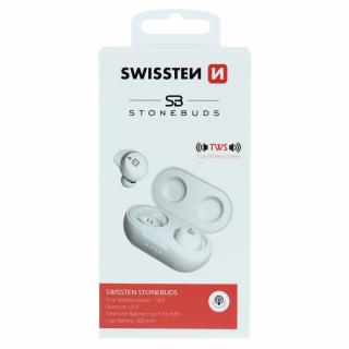 Bluetooth bezdrátová sluchátka Swissten Stonebuds - bílá