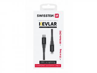 Datový Kabel Swissten Kevlar USB-C / Lightning 1,5 M Antracit