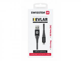 Datový Kabel Swissten Kevlar USB / Lightning 1,5 M Antracit