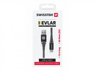 Datový Kabel Swissten Kevlar USB / USB-C 1,5 M Antracit