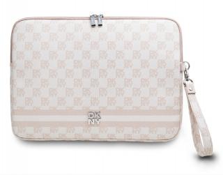 DKNY PU Leather Checkered Pattern and Stripe Obal na Notebook 13/14" - růžová