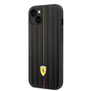 Ferrari Leather Embossed Stripes Zadní Kryt pro iPhone 14 Plus Black