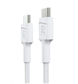 Green Cell Bílý kabel USB-C typu C 30 cm Green Cell PowerStream, napájení 60 W, rychlé nabíjení 3.0