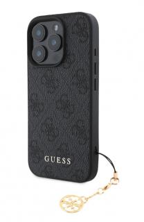 Guess 4G Charm Zadní Kryt pro iPhone 16 Pro Tone on Tone Grey