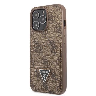 Guess 4G Saffiano Double Card Zadní Kryt pro iPhone 13 Pro Brown