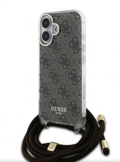 Guess IML 4G Printed Crossbody Popruh Zadní Kryt pro iPhone 16 Brown