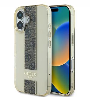 Guess IML Middle 4G Stripe Zadní Kryt pro iPhone 16 Brown