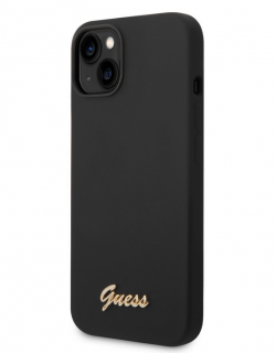 Guess Liquid Silicone Metal Logo Zadní Kryt pro iPhone 14 Pro Max Black