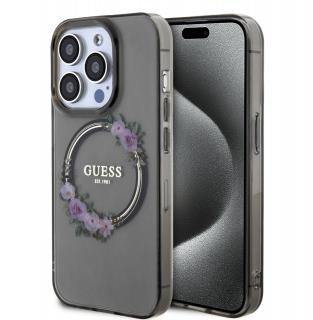 Guess PC/TPU Flowers Ring Glossy Logo MagSafe Zadní Kryt pro iPhone 13 Pro Black