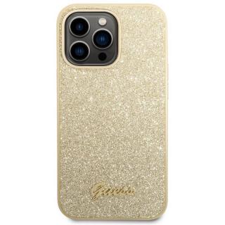 Guess PC/TPU Glitter Flakes Metal Logo Zadní Kryt pro iPhone 14 Pro Gold