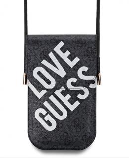 Guess PU 4G Big Love Logo Taška na Telefon Black
