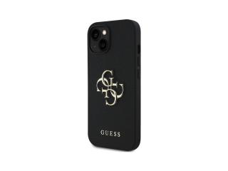 Guess PU 4G Metal Logo Zadní Kryt pro iPhone 13 Černá