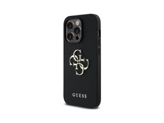 Guess PU 4G Metal Logo Zadní Kryt pro iPhone 13 Pro Černá