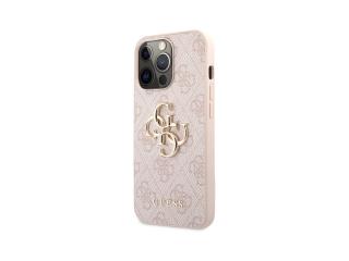 Guess PU 4G Metal Logo Zadní Kryt pro iPhone 13 Pro Max Růžová