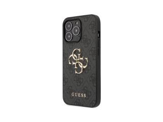 Guess PU 4G Metal Logo Zadní Kryt pro iPhone 13 Pro Šedá