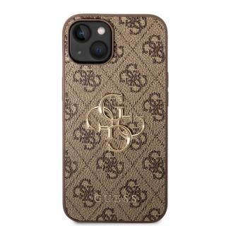 Guess PU 4G Metal Logo Zadní Kryt pro iPhone 14 Plus Brown