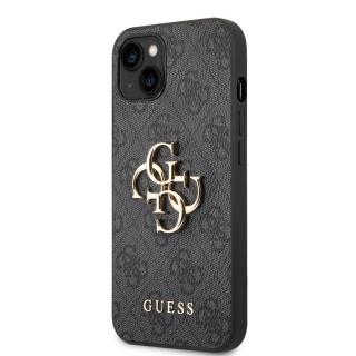 Guess PU 4G Metal Logo Zadní Kryt pro iPhone 14 Plus Grey