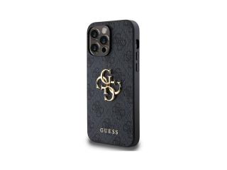 Guess PU 4G Metal Logo Zadní Kryt pro iPhone 14 Pro Max Šedá