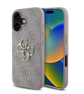 Guess PU 4G Metal Logo Zadní Kryt pro iPhone 16 Plus Pink