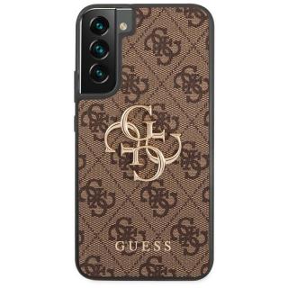 Guess PU 4G Metal Logo Zadní Kryt pro Samsung Galaxy S23+ Brown