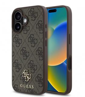 Guess PU 4G Small Metal Logo MagSafe Zadní Kryt pro iPhone 16 Brown