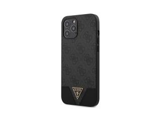 Guess PU 4G Triangle Zadní Kryt pro iPhone 12 Pro Max Šedá
