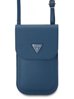 Guess PU Grained Triangle Logo Taška na Telefon Blue
