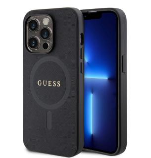 Guess PU Saffiano MagSafe Zadní Kryt pro iPhone 15 Pro Black