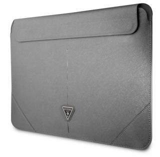 Guess Saffiano Triangle Metal Logo Computer Sleeve 16  Silver