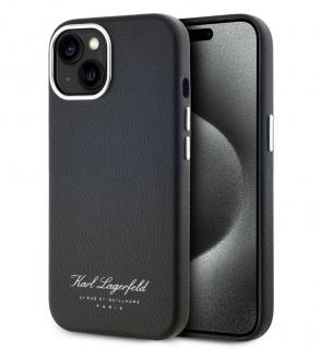 Karl Lagerfeld Grained PU Hotel RSG Zadní Kryt pro iPhone 15 Black