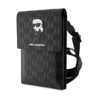 Karl Lagerfeld Saffiano Monogram Ikonik NFT Taška na Telefon Black