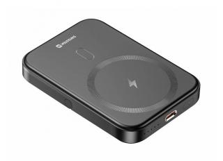 Swissten Powerbanka PD 20W 5000 mAh, MagSafe s integrovanými kabely USB-C a Lightning - černá