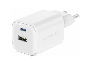Swissten síťový adaptér gan 1x usb-c 45w pd + 1x usb-a 18w qc - bílý