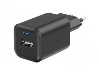Swissten síťový adaptér gan 1x usb-c 45w pd + 1x usb-a 18w qc - černý