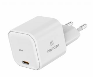 Swissten síťový adaptér gan 1x USB-C 45w power delivery bílý