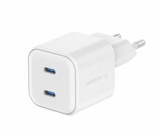Swissten síťový adaptér gan 2x USB-C 20w power delivery bílý