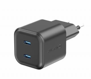 Swissten síťový adaptér gan 2x USB-C 20w power delivery černý