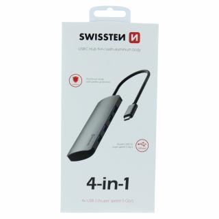 Swissten USB-C HUB 4-IN-1 (4x USB 3.0) - hliník