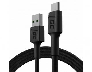 USB kabel Green Cell typu A na C, 1,2 m, černý, rychlé nabíjení Power Delivery (60W), QC 3.0