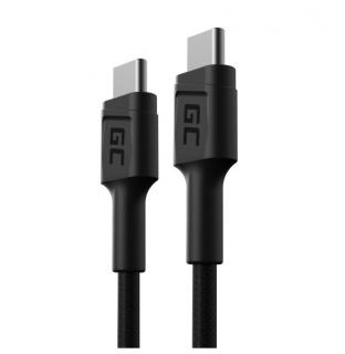 USB kabel Green Cell typu C 30 cm, černý, rychlé nabíjení Power Delivery (60W), Ultra Charge, QC 3.0