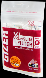 Dlouhé slim filtry GIZEH XL 100ks