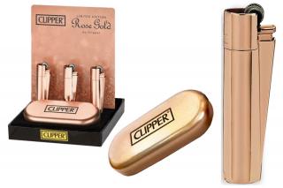 Zapalovač CLIPPER ROSE GOLD matný + plechová krabička