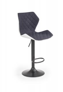 Barová židle MATRIX na černé podstavě - šedá/bílá