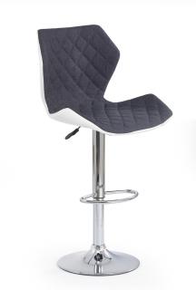 Barová židle MATRIX na stříbrné podstavě - šedá/bílá