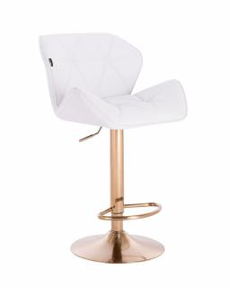 Barová židle MILANO - bílá na zlaté podstavě