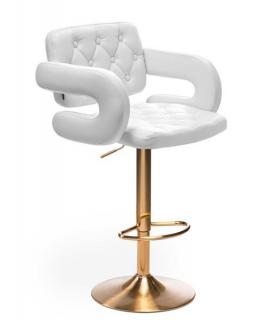 Barová židle STOCKHOLM na zlaté podstavě - bílá