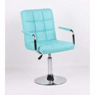 Kosmetická židle VERONA na kulaté podstavě - tyrkysová