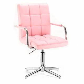 Kosmetická židle VERONA na stříbrné křížové podstavě - růžová