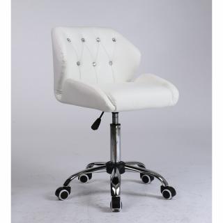 Pracovní / kosmetická židle PALERMO na kolečkové podstavě - bílá